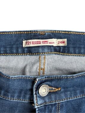 Levi’s Premium Big E 721 High Rise Skinny Jeans Medium Wash 24W Stretch